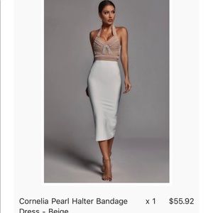 Cornelia Pearl Halter Bandage Dress